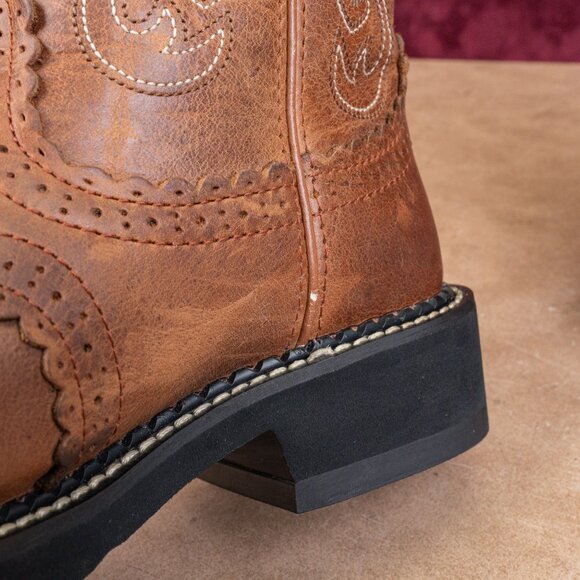 Ariat Women Fatbaby Brown Leather Slip-on Western Cowboy Boots sz 7 - Picture 9 of 12